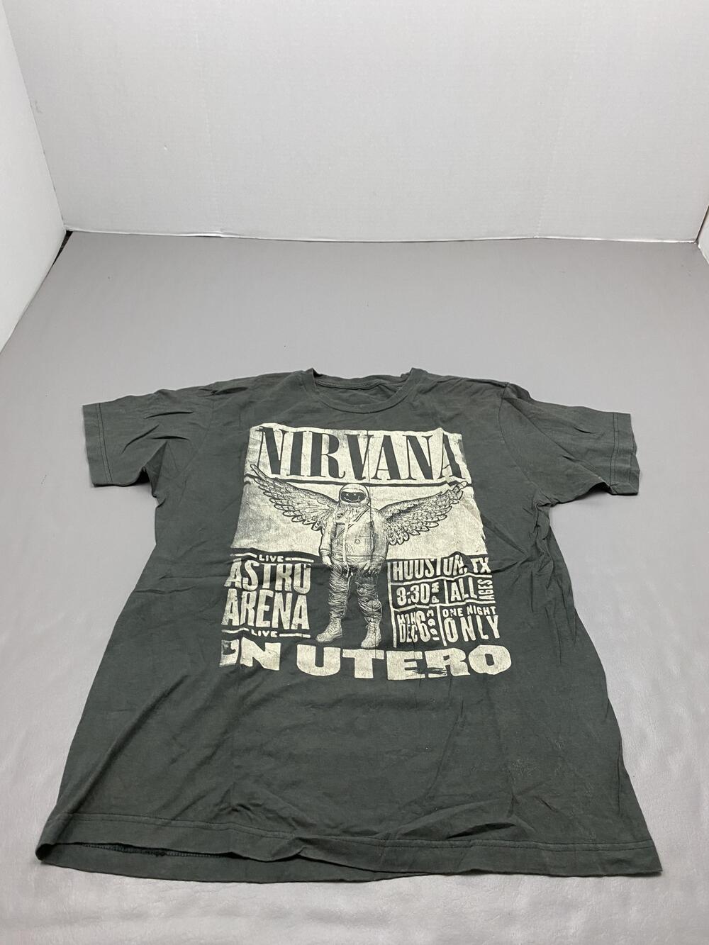 Vintage Nirvana Shirt Mens M Gray In Utero Tour Houston Astro Arena 90s